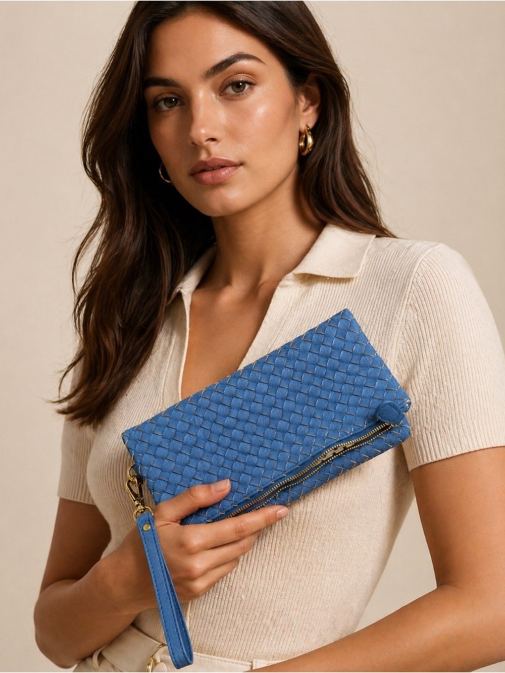 Woven Blue Wristlet Clutch - Women
